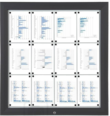 Schaukasten 12x A4 schwarz Alu Infokasten Plakatschaukasten wetterfest aussen