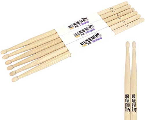 KEEPDRUM 5A Hickory Drumsticks Schlagzeug-Stöcke 3 Paar