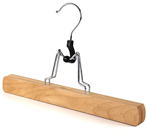 The Hanger Store 10 Wooden clamp coat hangers with felt lining for trousers