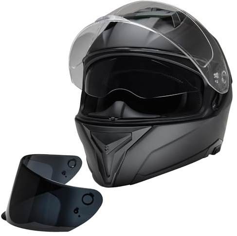 Citomerx Motorradhelm Integralhelm CMX Blacky XL schwarz matt | Mit Visier klar + getönt