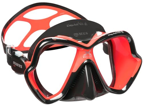 Mares X-Vision Ultra LS, Maschera per Immersioni Design Idrodinamico in Bi-Silicone, Adulto, Taglia Unica, Nero e Rosso