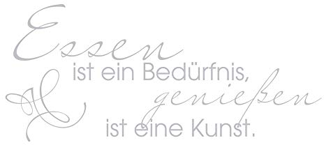 Fenstertattoo Spruch Essen ist ein Bedürfnis, Fensteraufkleber für die Küche, Glastattoo Küchen-Fenster / 69x30cm
