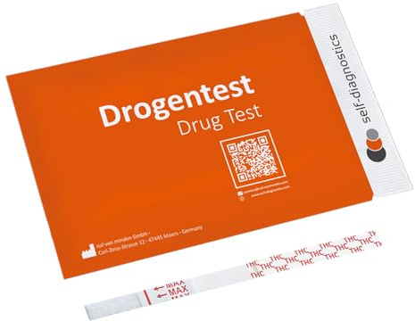 self-diagnostics Test Antidroga Rapido THC Cannabis, 5 Strisce Urina | Marijuana erba hashish, cut-off 25 ng/ml, test a immersione per uso domestico, rilevamento nelle urine in 5 minuti