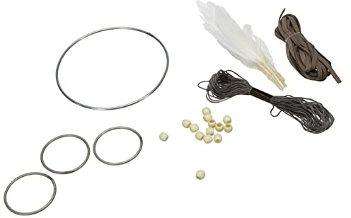 Rayher 66045000 Bastelpackung: DIY Traumfänger, 17x33cm, weiß/grau, SB-Btl 1Stück