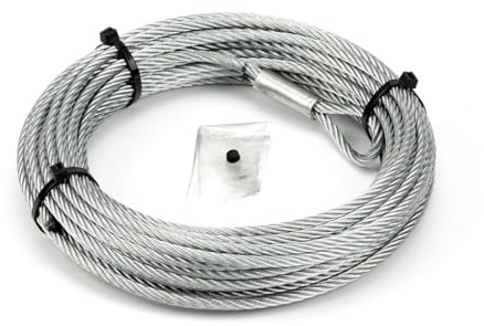 WARN 68851 Cabestrante Accesorio: Cuerda de Alambre de Acero con Extremo de Bucle y Terminal, 7/32 Pulgadas de diámetro x 55 pies de Longitud