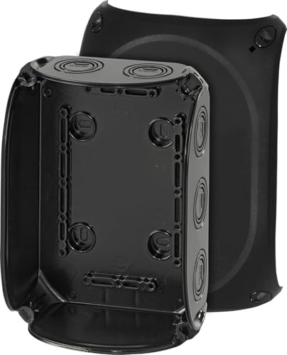 Hensel KF 1000 B Kabelabzweigkasten wetterfest IP66 ohne Klemme | Feuchtraumdose bis 10 qmm 3phasig, 16 qmm 1phasig, ohne Klemme, für Outdoor & Keller, schwarz