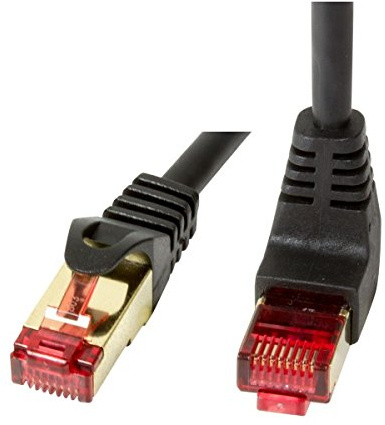 BIGtec Premium 3m 90° gewinkelt gerade/unten Ethernet Gigabit LAN Netzwerkkabel Patchkabel Kabel schwarz vergoldet RJ45 doppelt geschirmt kompatibel zu CAT5 CAT5e CAT6 CAT6a CAT7 CAT7a