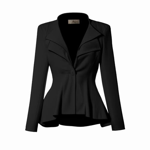 Hybrid & Company Women Double Notch Lapel Office Blazer JK43864 1073T Black Medium