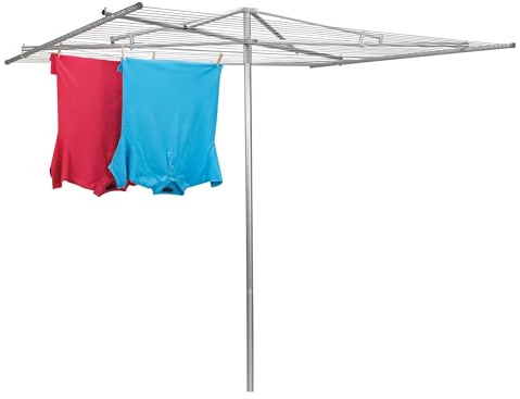 Household Essentials Outdoor Telescoping Clothesline Prop with Adjustable Steel Pole, Silver Finish