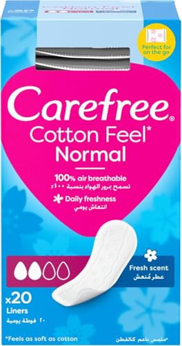 Carefree Salvaslip con estratto di cotone, confezione da 20, colore: bianco