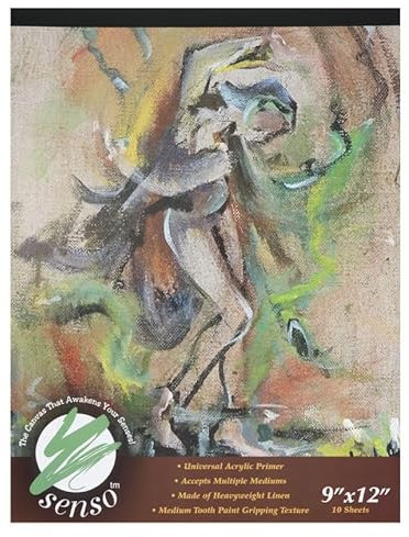 Senso Klare, grundierte Leinen-Blöcke – schwere, mit Acryl grundierte Leinwandblöcke zum Malen, Ausmalen, Pastellkreiden und mehr. 22,9 x 30,5 cm