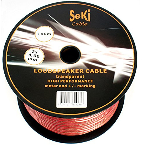 Câble de haut-parleur transparent 2 x 4,00 mm² 100 m sur bobine en plastique