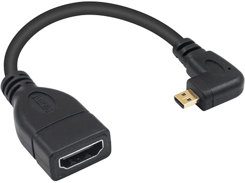 Maxhood Micro HDMI to HDMI Adapter Cable, Short 6inch 90 Degree Micro HDMI Male to HDMI Female Extension Converter Extender Cable with 4K for Raspberry Pi 4, HERO 7/6/5, Cameras