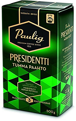 Paulig Presidentti (President) - Dark Roast - Fine Grind - Premium Filter Blend Ground Coffee - Bag 500g (Finland) (1 Bag )