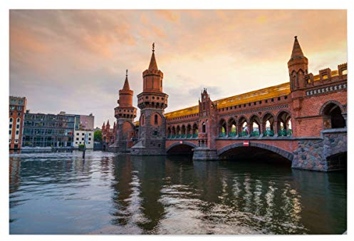 artboxONE Poster 30x20 cm Städte Berlin Oberbaumbrücke Abendromantik hochwertiger Design Kunstdruck - Bild Berlin