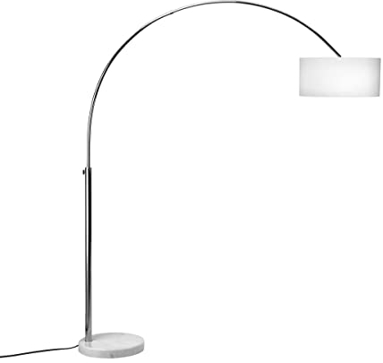 BUTLERS Bow Bogenleuchte ausziehbar 180-200cm in Schwarz - Standleuchte mit Marmorfuß und Textilschirm für Wohnzimmer