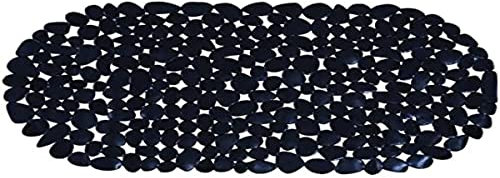 MSV Tappetino da Bagno in PVC ciottoli, 35x68 cm, Nero