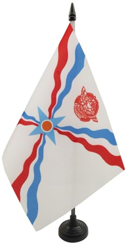 AZ FLAG Bordsflagga Assyrien 21x14 cm Assyrisk 100D Polyester Plastfot