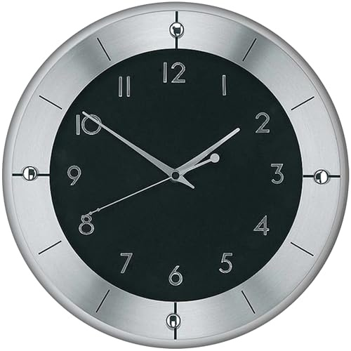 AMS 9449 Funkwanduhr Modern mit Arabischen Ziffern, Bürouhr, Wohnzimmeruhr, Küchenuhr, Geräuscharme Uhr