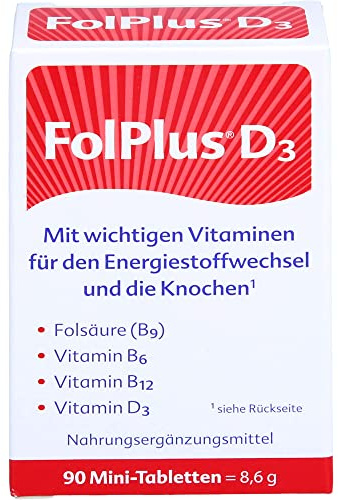 FolPlus +D3 + K2 - B-Vitamine – 90 Tabletten – Mikronährstoffkombination aus Folsäure (Vitamin B9), Vitamin B6 & B12, D3 & K2 – für Nervensystem, Immunsystem & Knochen – Männer & Frauen
