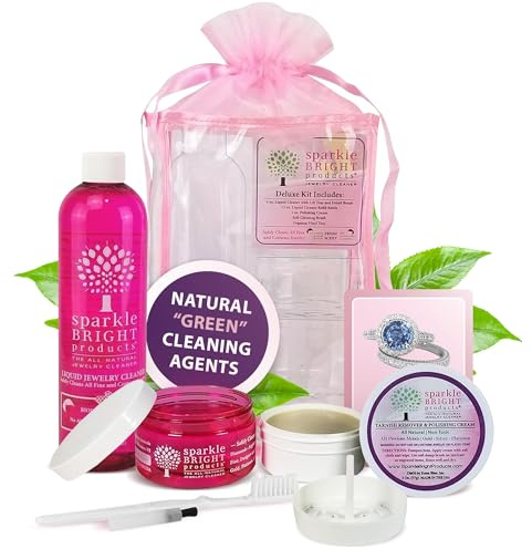 Sparkle Bright All-Natural Jewelry Cleaner - Deluxe Cleaning Kit - Ultrasonics, Gold, Silver, Diamonds, Fine, Fashion, Designer Jewelry