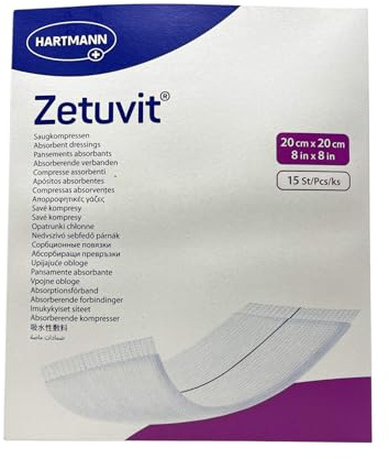 15 ZETUVIT Saugkompressen 20cm x 20cm einzeln steril verpackt