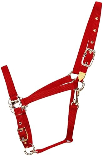 Hamilton Deluxe Adjustable Arabian Horse Halter, 800-1100 lbs, Red
