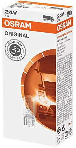 Osram 2840 ORIGINAL Glasquetschsockel, Sockel W2.1x9.5d, 24V, 1 Lampe