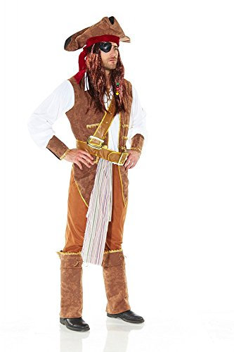less is more Herren-Kostüm Fluch der Karibik PIRAT 2 Karneval Piratenkostüm Jack Sparrow, Größe:L