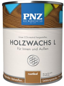 PNZ Holzwachs L für Innen und Außen | lösemitttelfreier Wachsanstrich | Nachhaltig hergestellt mit regionalen Rohstoffen | für alle Hölzer, auch Bienenhäuser, Gebinde:2.5L, Farbe:rustikal