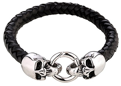 DonDon Herren Lederarmband schwarz geflochten - in verschiedenen Styles wählbar