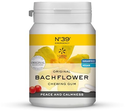 Lemon Pharma N°39 Chicle Flores de Bach Peace and Calmness Original según Dr. Bach vegano sin azúcar sin alcohol para calma y tranquilidad 60 g