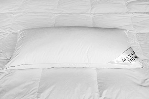 Mayaadi-Home Premium Kopfkissen 40x80 cm | 750g Füllung, 3 Kammern Daunenkissen + Federn | 100% Natur Bezug aus Baumwolle | Optimales Kissen zum Schlafen | HS5