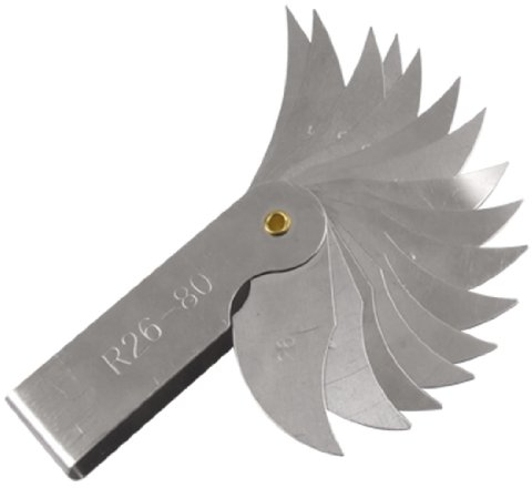 sourcing map Radiusmessgerät R26-80mm 16 Blätter MetallRadius Verrundungsmessgerät tragbares Messwerkzeug