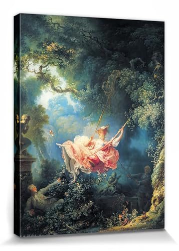1art1 Jean-Honoré Fragonard Poster Die Glücklichen Zufälle Der Schaukel, 1767 Bilder Leinwand-Bild Auf Keilrahmen | XXL-Wandbild Poster Kunstdruck Als Leinwandbild 80x60 cm