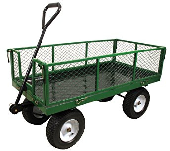 GREENSTAR - Trolley mit Rollen, Drahtgeflecht, seitlich, mit 4 Reifen 13 x 350 – 6 cm – Maße Mulde 114 x 59 x 30 cm – ideal für den Transport von schweren Gegenständen – maximale Kapazität: 454 kg