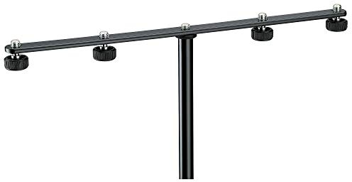 K&M 236 Ergänzungsschiene Schwarz aus Stahl - Länge 36,5 cm - mit Rändelschrauben, für 3/8 Gewindeanschluss und 4 Mikrofone
