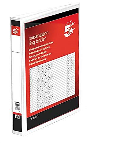 5 Star A4 Ring Binder Presentation Folder 2 D-Ring 25mm White (Pack of 10)