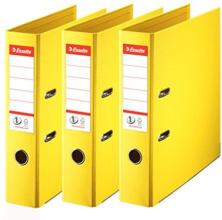 Esselte, N°1 Power, Confezione da 3 raccoglitori a leva, giallo, dorso 75mm, A4, PP, 624272