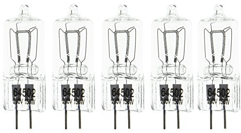 Pyxelstudio Lot de 5 Photo Studio Vidéo Fresnel Ampoule Halogène Mandarine Eclairage Continu Blanc Chaud 150W 3200K 230V GX6.35