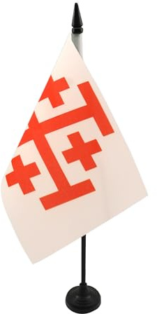 AZ FLAG Bordsflagga Heliga gravens orden i Jerusalem 21x14 cm Plastfot