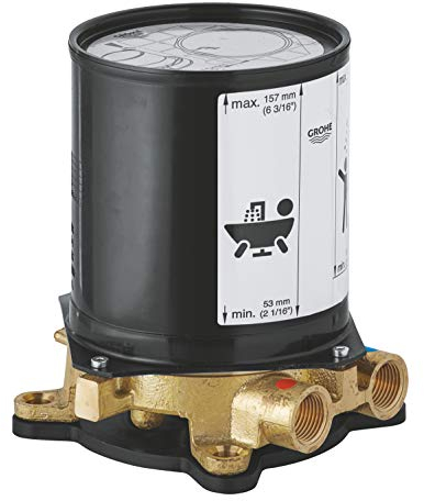 GROHE Rohbauset für freistehende Wanneneinläufe und -mischbatterien (Sockel mit 360° Horizontal und 3° Vertikalausgleich, Einbautiefe 53-157mm, Bodenausgleich 104mm, 2 Anschlüsse Kalt/Warm) 45984001