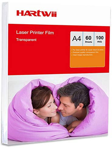 A4 Overhead Projector OHP Film - 60Sheets A4(297x210mm) for Laser and Copier Printing Transparent Acetate Hartwii