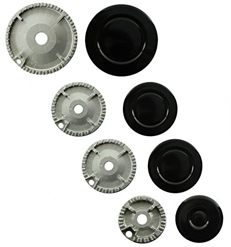 SPARES2GO (Non Universal) Oven Cooker Hob Gas Burner Crown & Flame Cap Kit for CDA (Small, 2 Medium & Large, 55mm - 100mm)