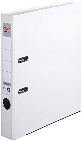 Herlitz 9942616 Ordner maX.file protect A4 5cm weiß, PP-Kunststoffbezug/Papier hellgr.besch. 5er Packung