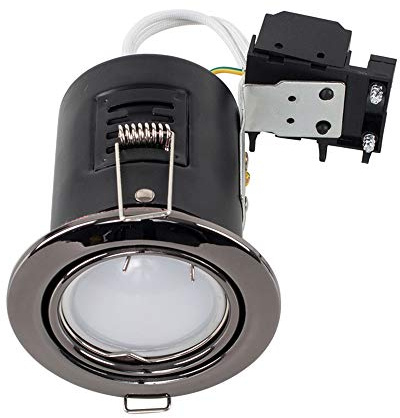 MiniSun | Fire Rated Black Chrome Tiltable GU10 Recessed Ceiling Downlights | Ceiling Spots, Home Décor & Improvement Essential | Pack of 10 | Mains Wired