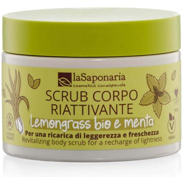 La Saponaria Scrub citrongräs och mynta ekologisk utjämnande kropp 250gr