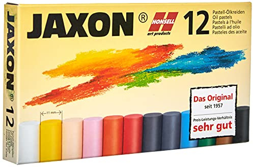 Honsell 47412 - Jaxon Ölpastellkreide, 12er Set im Kartonetui, brillante, lichtechte Farben, ideal für Künstler, Hobbymaler, Kinder, Schule, Kunstunterricht