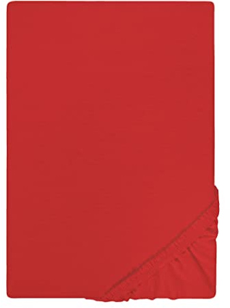 biberna Jersey Spannbettlaken 90x200-100x200 cm rot | 100% Baumwolle Spannbetttuch für Einzelbetten | Atmungsaktiv, Bügelfrei & mit Rundumgummizug | Oeko-TEX Zertifiziert | Modell 0077155