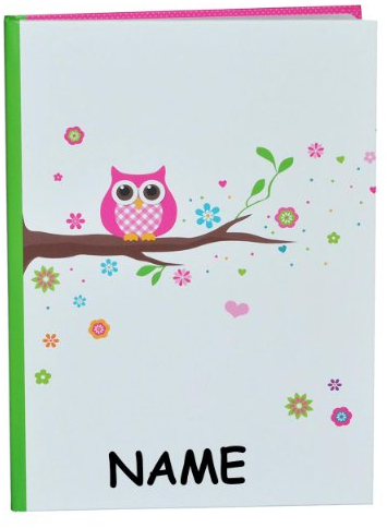 alles-meine.de GmbH Notizbuch/Tagebuch - Eulen Blumen Blüte - mit Name - Dickes Buch gebunden für Geheimnisse Reisetagebuch / A5 blanko Hardcover - Erwachsene Jugendliche Mädch..